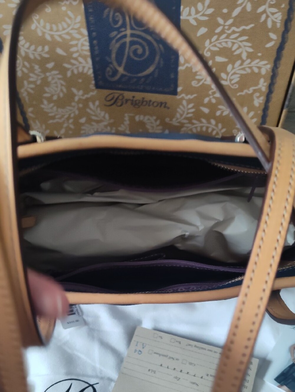 Brighton Navy and Tan Pattern Tote - Picture 7 of 8
